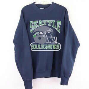 Vtg Seattle Seahawks Football Sweatshirt Seattle Seahawks Shirt Tee Navy